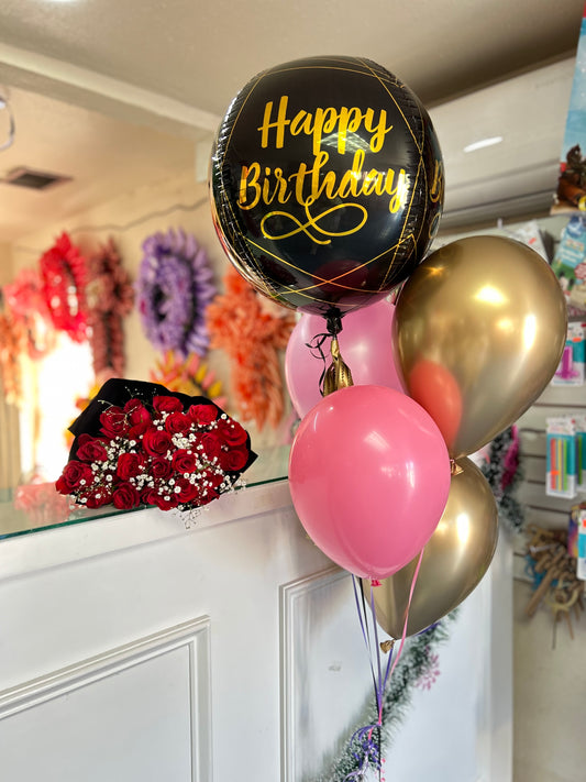 Combo 24 rosas con globos